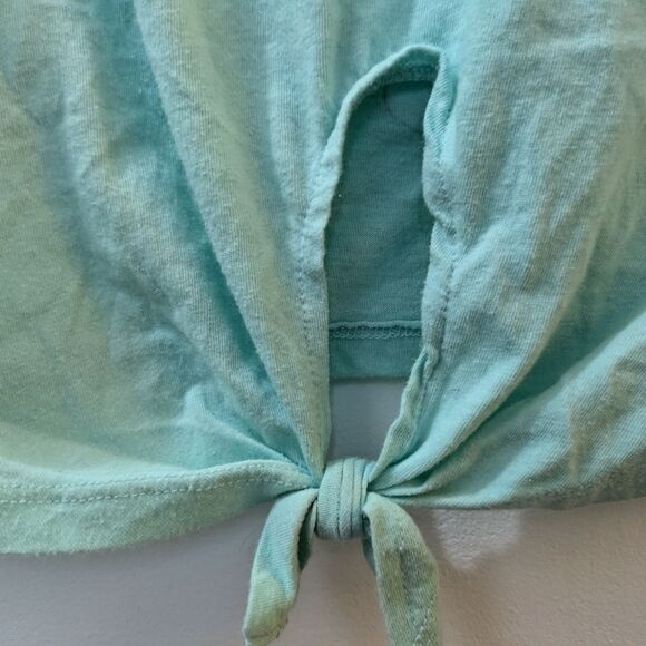 CARE BEARS Teal Cropped Short Sleeve Tie Front Top Embroidery Womens 3XL - Picture 5 of 11